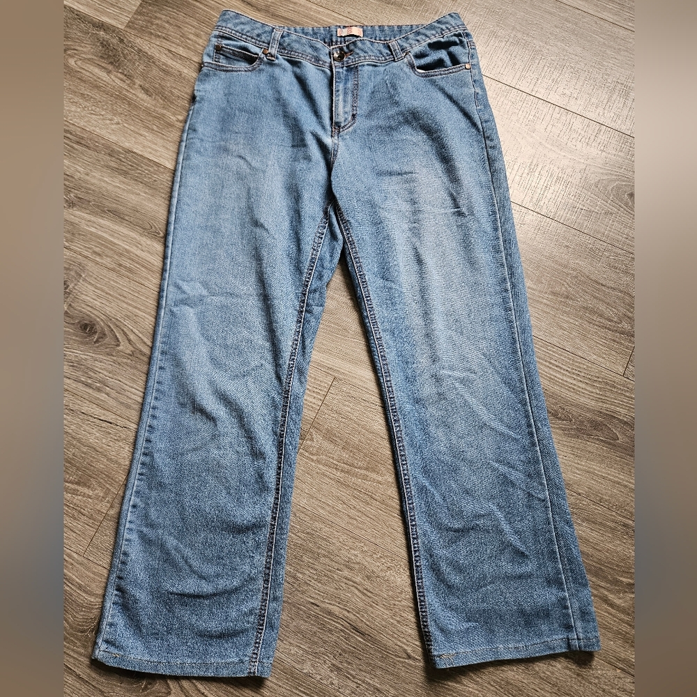 Nrj Wide Leg Boot Cut Embroidered Pocket Jeans Size 10T 10 Tall